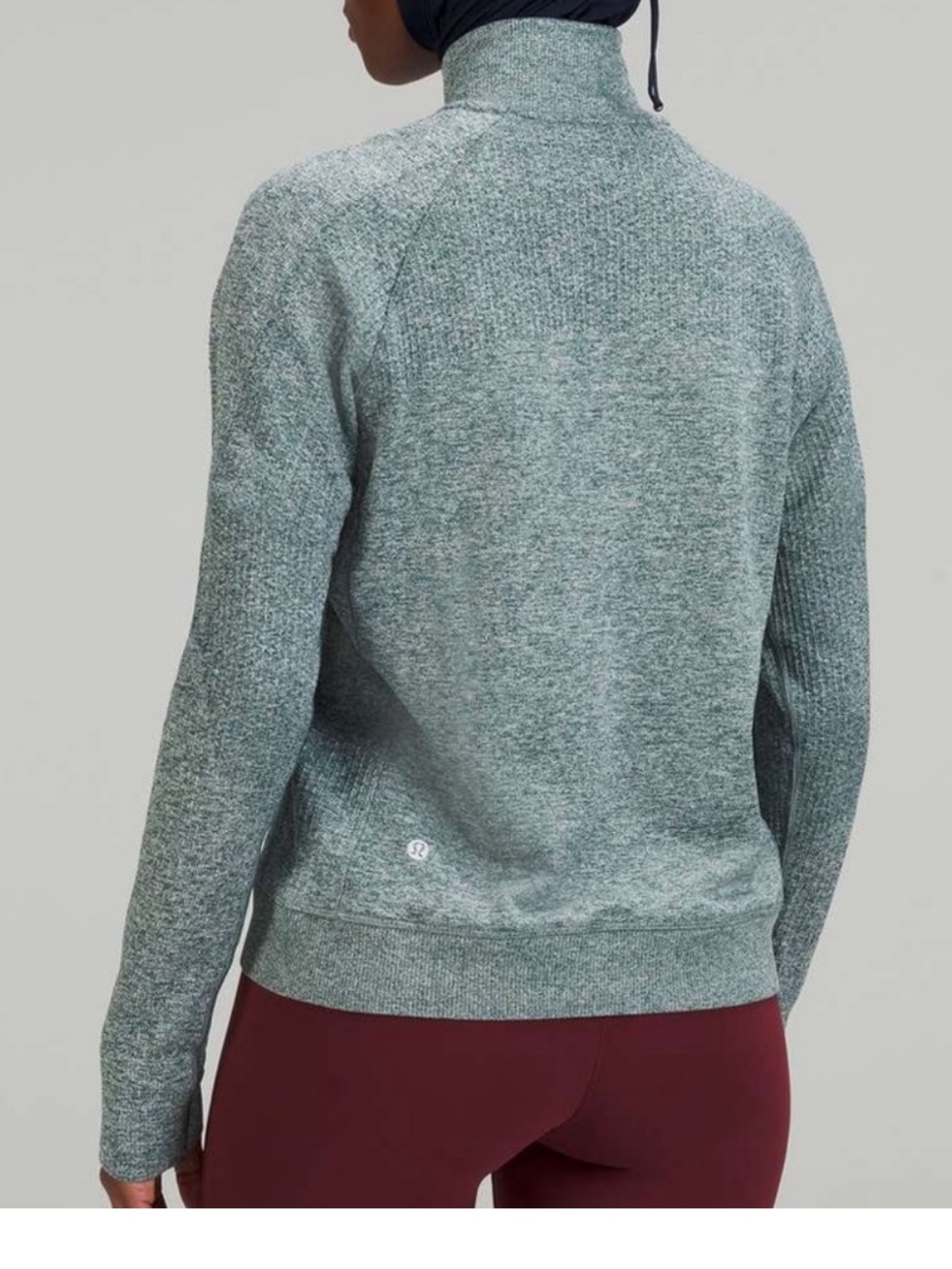 Lululemon green jasper engineered warth half zip size 14